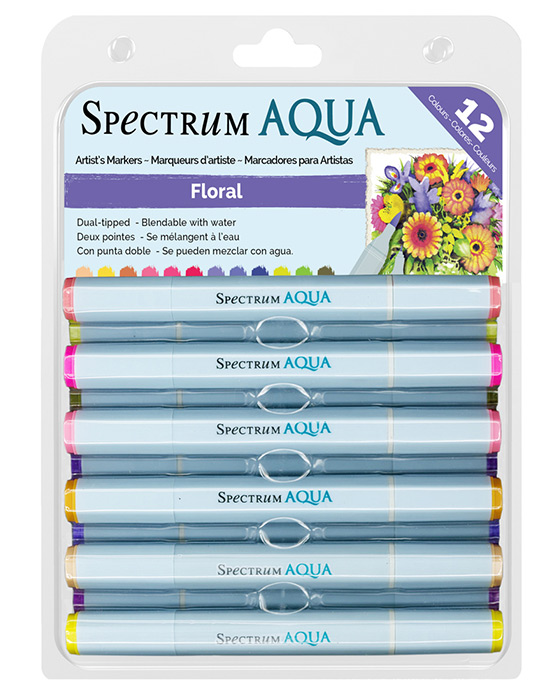 Spectrum Noir Aqua Pens 12pc Set - FLORAL